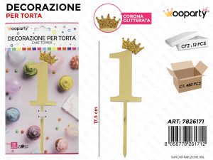 1 tortadísz glitteres koronadísszel 17.5cm