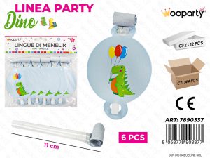 Party anyósnyelv dinó mintás 6db 11cm
