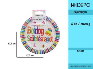 SZÜLINAPI PAPÍRTÁNYÉR 6PCS 18CM