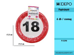 SZÜLINAPI PAPÍRTÁNYÉR 6PCS 18CM