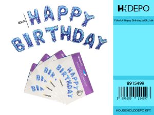 Fólia lufi Happy Birthday betűk , kék