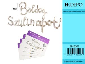 Boldog szülinapot fólia lufi felirat, ezüst
