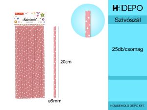 Papírszívószál 20cm 25pcs