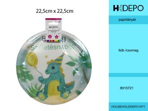 dínos szülinapi papírtányér