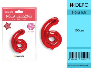 100CM FÓLIA LÉGGÖMB PIROS 6