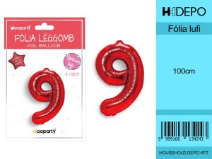 100CM FÓLIA LÉGGÖMB PIROS 9