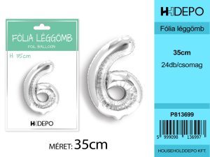 Szám léggömb 6/ Ezüst